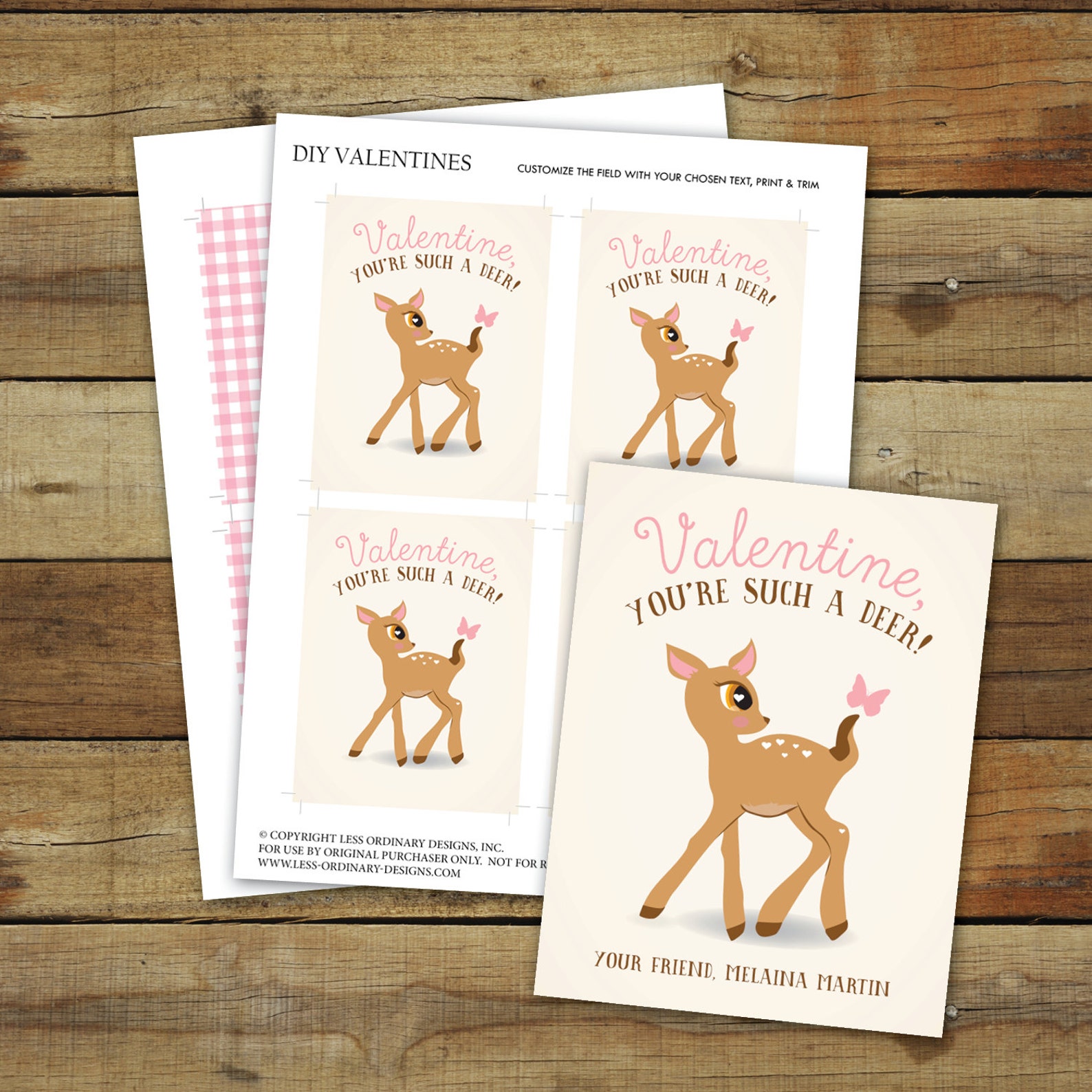 Deer Valentine's Day Card Printable Deer Valentine - Etsy