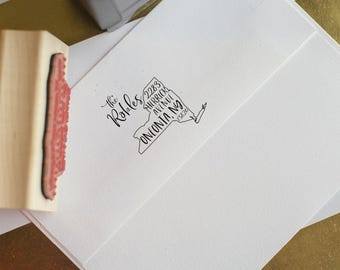 New York address Stamp - Self Inking Return Address Stamp - Personalized Stamp for a Housewarming gift for a move to New York - state stamp