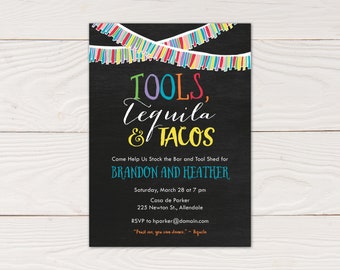 Tool wedding shower invitation or stock the bar wedding shower invitation for co-ed shower - custom wedding shower invitation