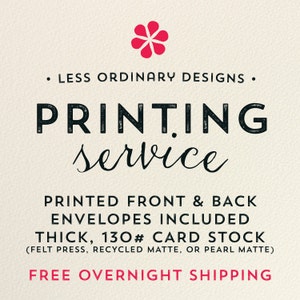 Professional Printing Service Flat cards Press Printed cards Envelopes included Free UPS Overnight Shipping in the US image 1