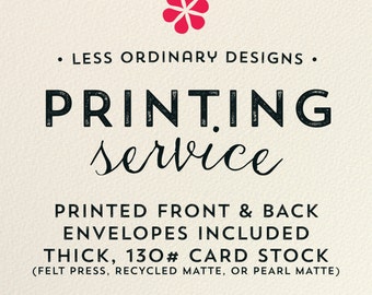 Professional Printing Service - Flat cards - Press Printed cards - Envelopes included - Free UPS Overnight Shipping in the US