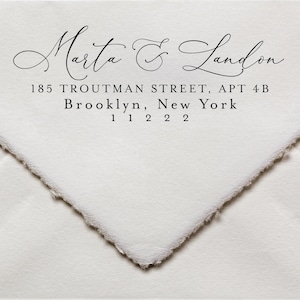 Wedding calligraphy stamp - Handle or Self Inking Return Address Stamp for Wedding invitations - Calligraphy script font with serif type.