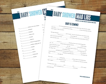 Blue Baby Shower Mad Libs Game: Printable Activity (Instant Download)