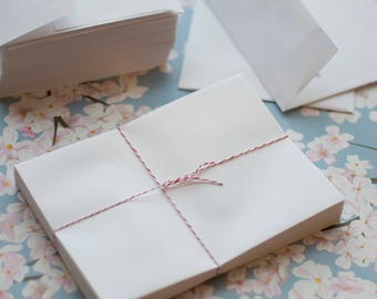 White A2 envelopes, 4 3/8 x 5 3/4 envelopes - casual envelopes perfect for 4.25 x 5.5 cards, set of 25, RSVP envelopes
