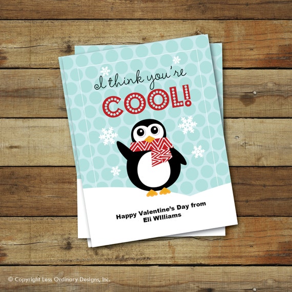Printable Penguin Valentine's Day Card I think | Etsy