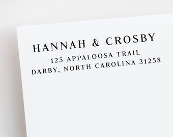 Couple Return Address Stamp - Rubber Stamp - Self Inking - Wood Handle - Wedding Invitation Stamp - Egagement Gift