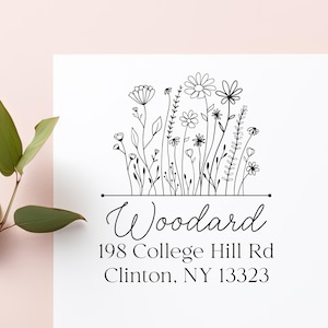 Carimbo de endereço floral | Carimbo de endereço residencial | Presente de jardinagem | Carimbo para salvar a data | Presente de dia das mães | Carimbo personalizado | Presente para amantes de plantas