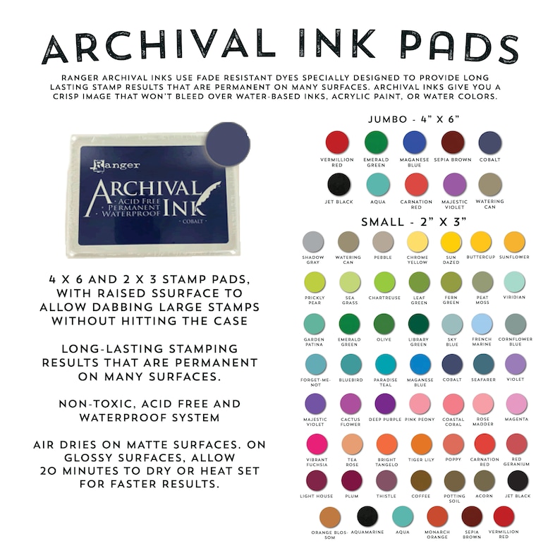 All purpose Inkpads or Pigment-Based Ink Pads, Rubber Stamp Pad Many Colors to Choose From image 5