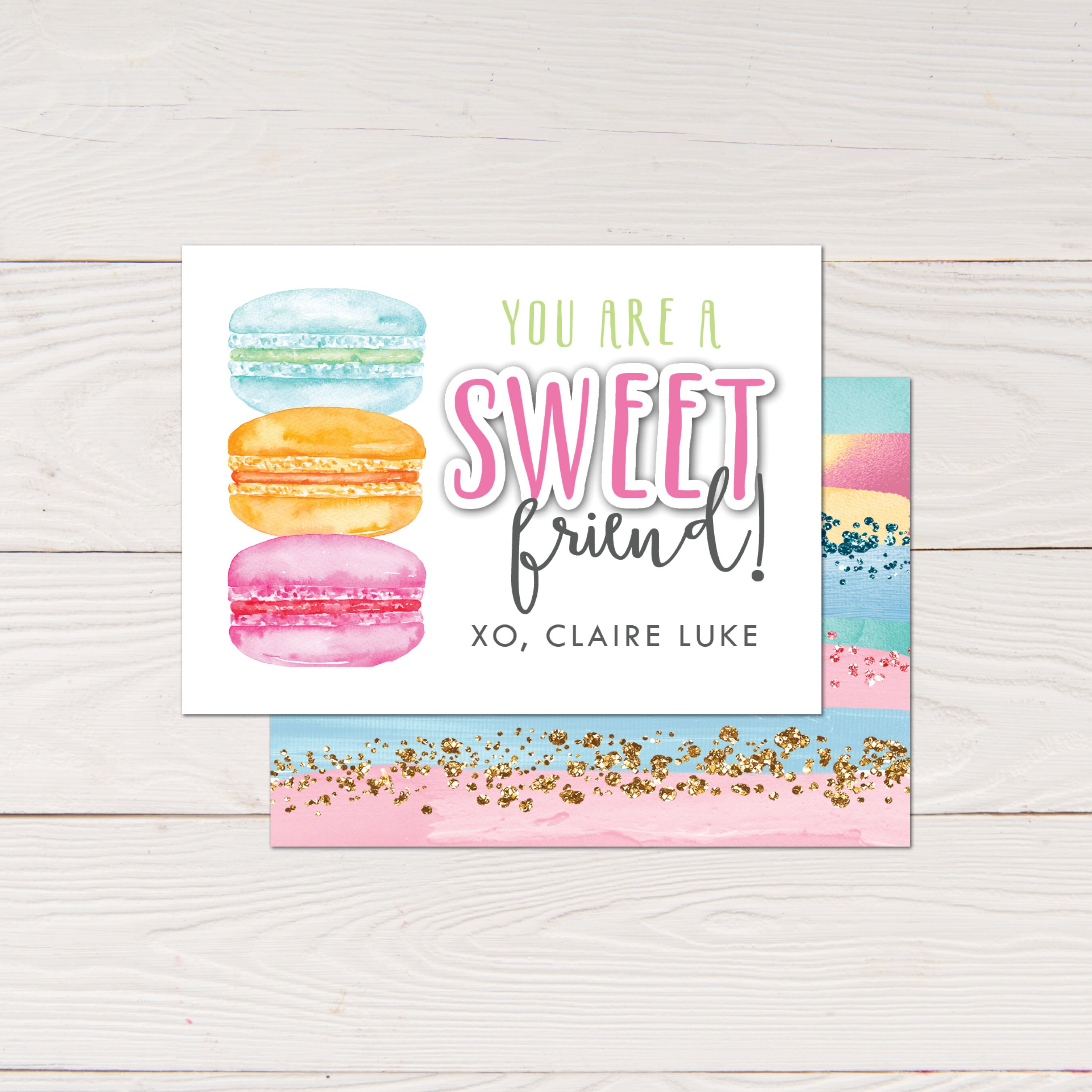 Macaron Valentines Kids baking Valentine's Day Card - Etsy 日本