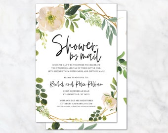 Bridal shower by mail invitation, Mail wedding shower invite, virtual wedding shower invitation, printable or printed