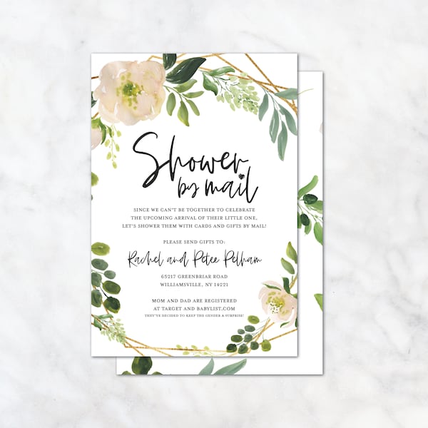 Bridal shower by mail invitation, Mail wedding shower invite, virtual wedding shower invitation, printable or printed