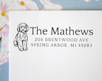 Labradoodle address Stamp - Personalized Doodle Stamp - Self Inking Return Address - Gift for Labradoodle Lover or Dog Mom