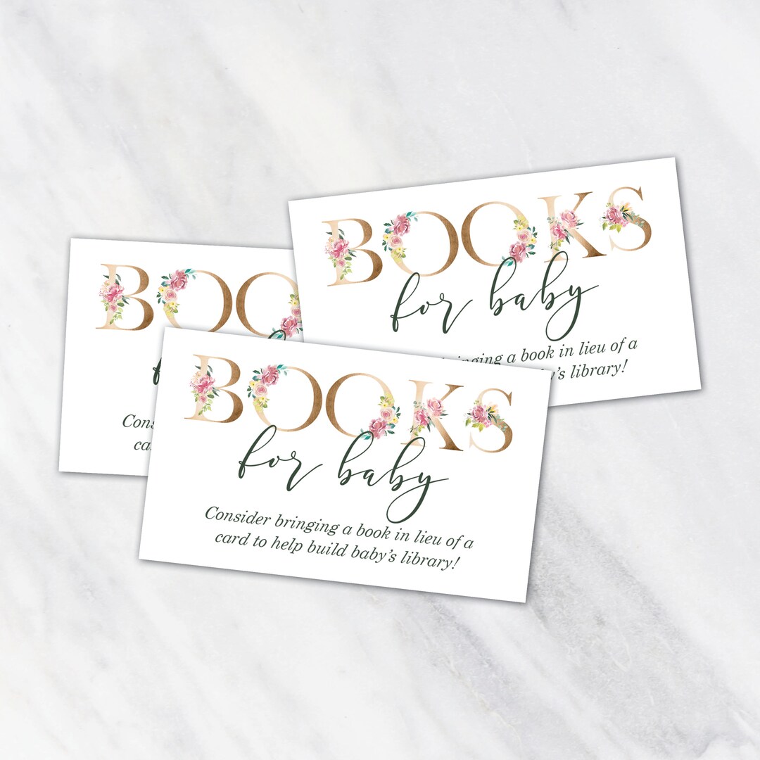 Floral Printable Book Request Insert, Books for Baby Invitation Inserts ...