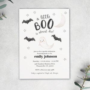 Halloween Baby Shower Invitation - A little boo is almost due - Ghost baby shower invite