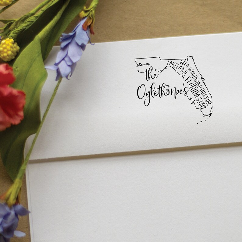 Florida address Stamp Self Inking Return Address Stamp Etsy