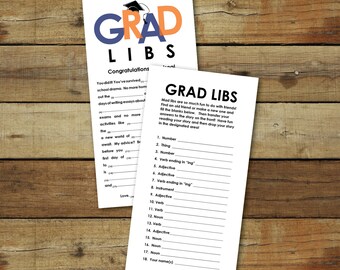 Grad Libs - Graduation graduation mad lib advice cards, printable instant download, editable pdf