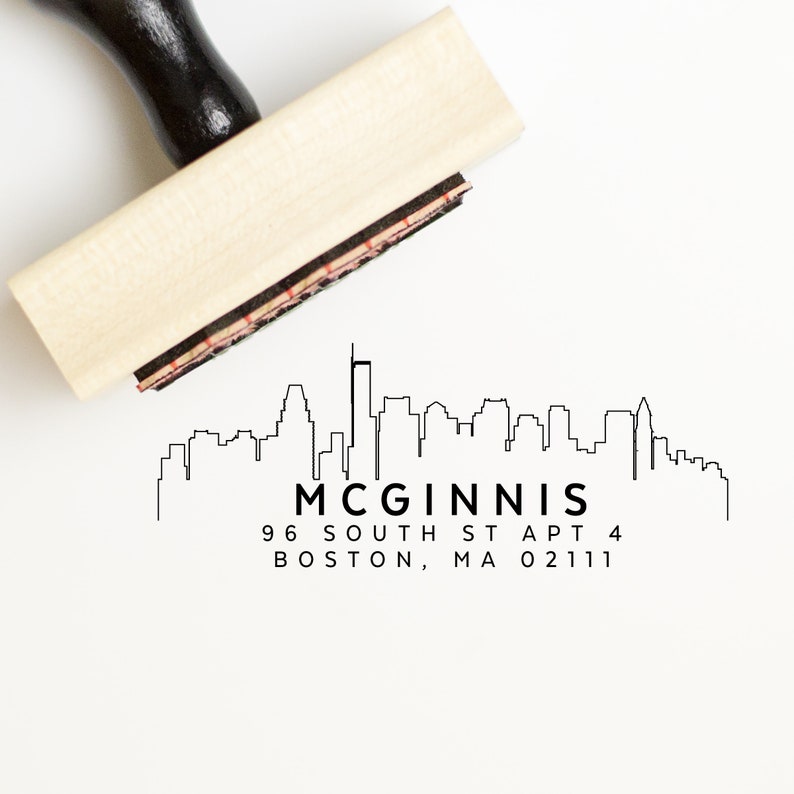 Boston Address Stamp Boston MA Stamp Self Inking Return Etsy