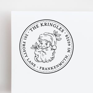 Adresstempel kerstman - kerstretourstempel voor kerstkaarten - aangepaste en gepersonaliseerde stempel, kerststempel