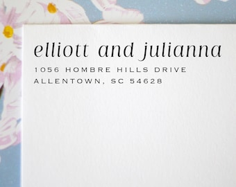 Modern Return Address Stamp - Wood block or Self Inking - Serif Print Custom stamp for Personalized Mail, Save the Dates, Invitations