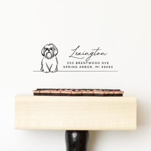 Tampon pour adresse pour chien, Tampon pour adresse Shih Tzu, Tampon pour chien Shih Tzu, Tampon pour adresse auto-encreur, Tampon pour adresse familiale