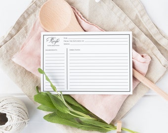Printable Recipe cards, bridal shower recipe cards, printable shower recipe cards, editable instant download