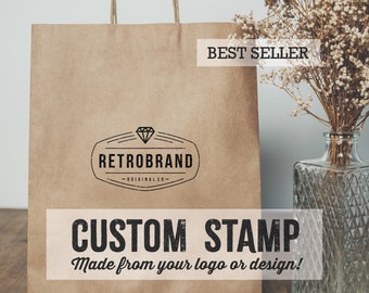 Custom Logo Stamp | Marketing Rubber Stamper | Self-Inking Stamp | Business Logo Stamp | Wood Business Stamp