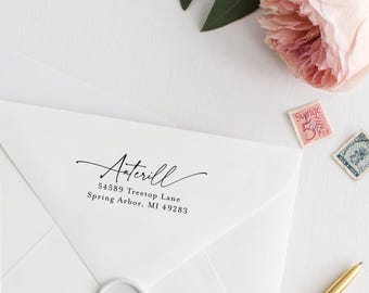 Self Inking Address Stamp - Custom address stamp - housewarming gift - Calligraphy stamp