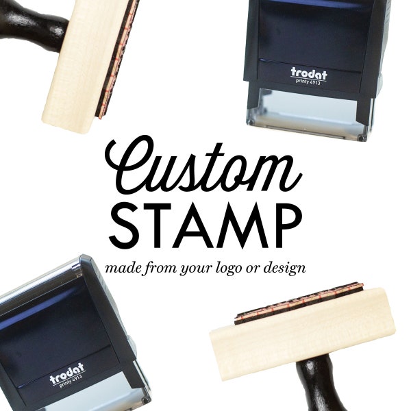 Logo Stamp for business, Custom stamp with logo, Rubber stamp for branding packaging with your logo or design, Self inking or wood block