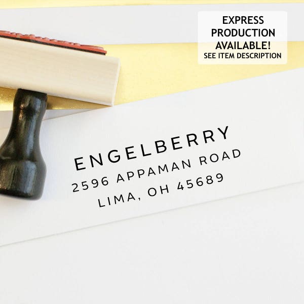 Address Stamp - Self Inking Return Address Stamp - rubber stamp - Custom and Personalized Stamp, Housewarming gift - engelberry style