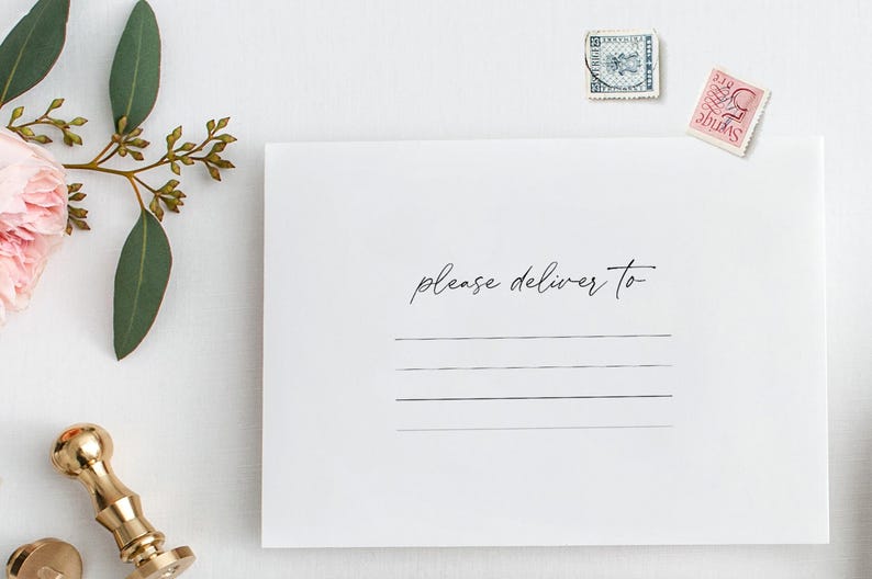 Custom 'Please Deliver To' Envelope Stamp - Personalized Address Line Rubber Stamp - Mail Delivery Instructions - Handmade Shipping Labels image 2