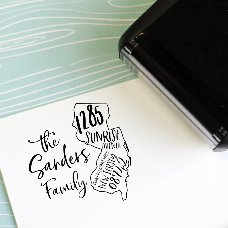 New Jersey Address Stamp Self Inking Return Address Stamp Etsy