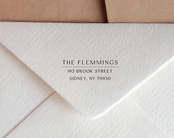 Simple Clean Return Address Stamp | Personalized Self Inking or Rubber Stamp | Modern Minimalist Custom Stamp | Housewarming Gift