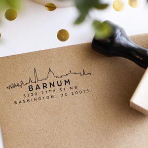 Washington D.C. address Stamp - Self Inking Return Address Stamp city outline of District of Columbia - Washington D.C. Personalized Stamp