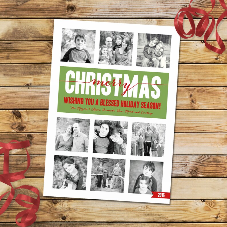 Custom photo Christmas card holiday card photo collage card Etsy