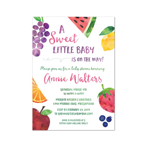 Fruit Baby Shower Invitation Sweet Baby Shower Invitation Etsy