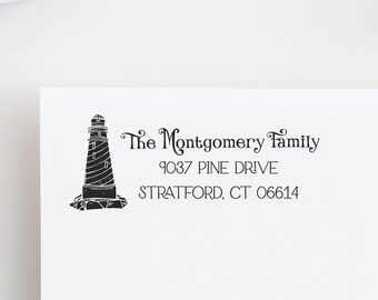 Lighthouse Return Address Stamp, Custom Stamp, Self Inking Stamp, Ocean Stamp, Light House Address Stamp, Coastal Gift, Nautical Stamp