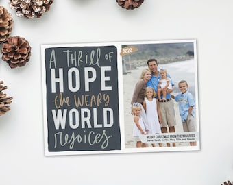 Thrill of Hope Christmas card, Oh Holy Night Christmas card, Christmas photo card, Weary World Rejoices, printable or printed cards