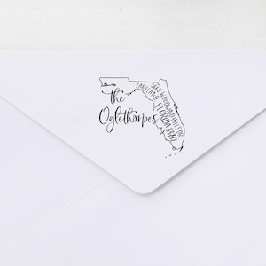 Florida Adressstempel - Selbstfärbender Absenderadresse Stempel - personalisierter Stempel für ein Einweihungsgeschenk zum Umzug nach Florida
