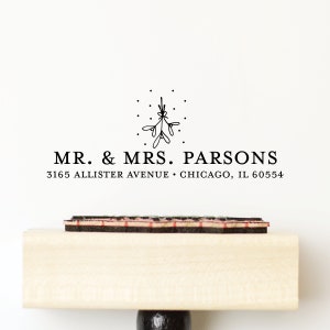 Christmas Address Stamp - Mistletoe Return Address Stamp for Christmas cards - Wedding Stamp - Newlywed Custom and Personalized Stamp