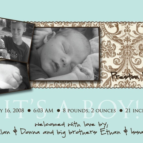 A custom photo Baby \/ Birth Announcement Cards for boys and girls