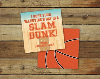 Printable basketball Valentine's Day Card - slam dunk valentine, sports valentine, editable pdf, customizable instant download