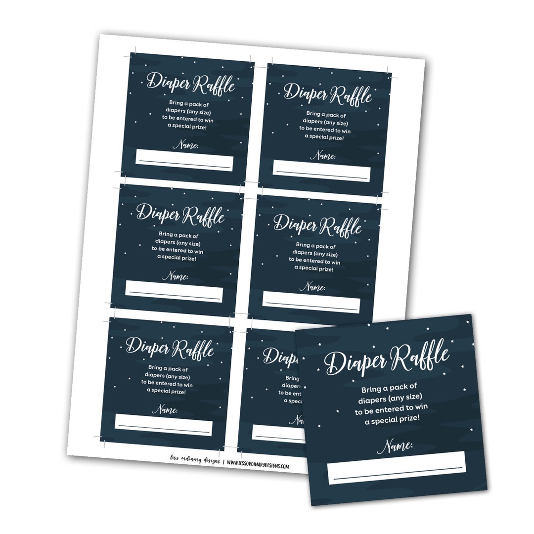 Printable Space Diaper Raffle Invitation Inserts, Space Planets Baby ...