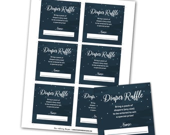 Printable space diaper raffle invitation inserts, space planets baby shower, instant download pdf