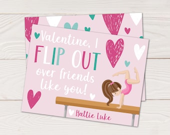 Carte de gymnastique pour la Saint-Valentin - Je retourne par-dessus des amis comme vous - Saint-Valentin de gymnastique imprimable - pdf modifiable - téléchargement immédiat