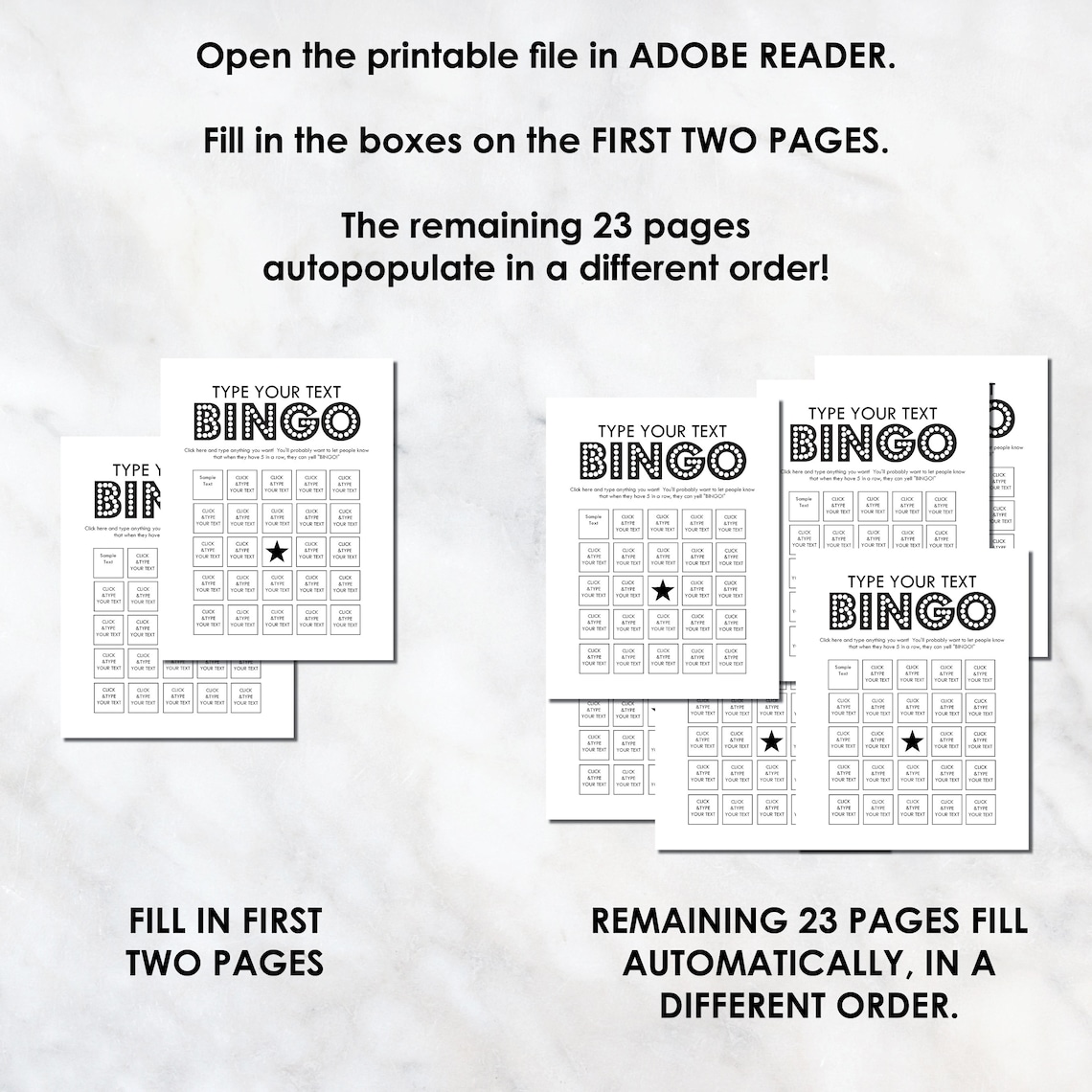 Bingo Cards Custom Bingo Cards type your own text cards Etsy