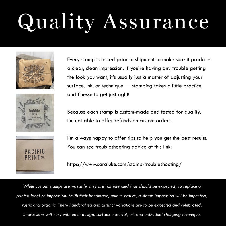a black and white poster with a description of quality assurance