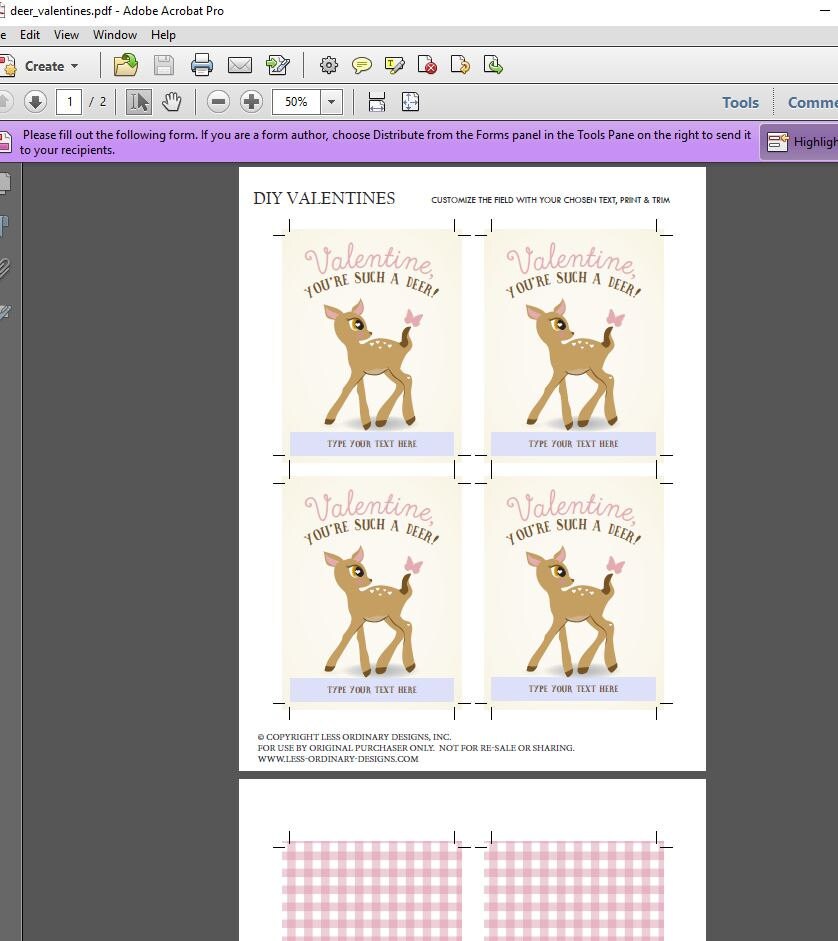 Deer Valentine's Day Card Printable Deer Valentine | Etsy