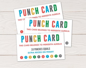 Printable Punch Cards Incentive Cards for Students and - Etsy