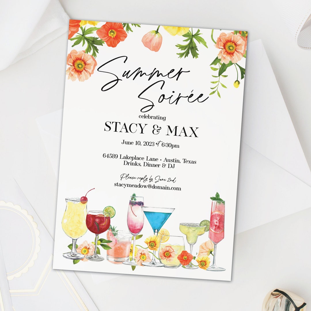 Engagement Party Cocktail Invites for a Summer Soiree or - Etsy