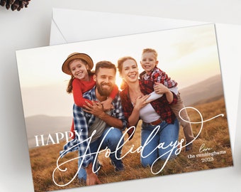 Elegant Holiday Card with photo - Traditional Script CHristmas photo card